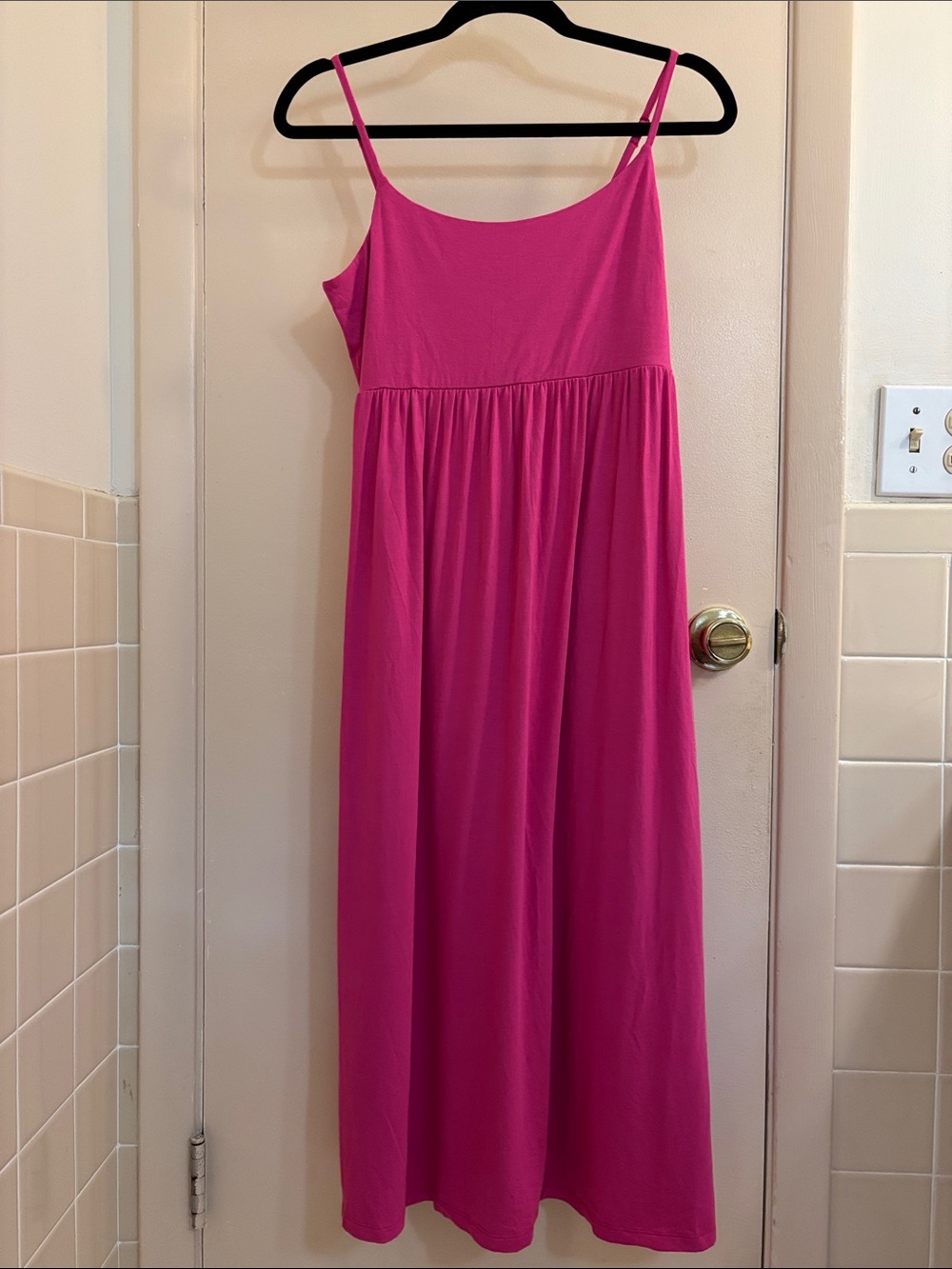 Old Navy NWT hot pink scoop neck spaghetti strap maxi dress size L